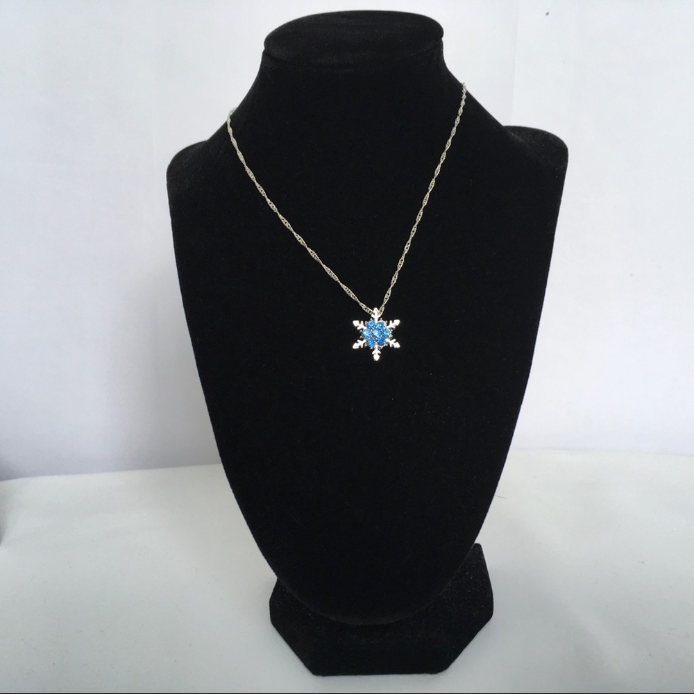 Frozen Ice Snowflake Blue Crystal Necklace - Picture 2 of 7